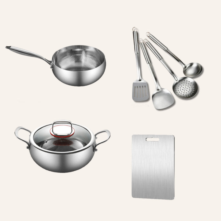 Chef’s Choice Bundle: 2 Pans + Utensils Set+ Chopping Board