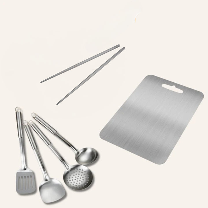 Prep & Serve Bundle: Utensils Set + Cutting Board