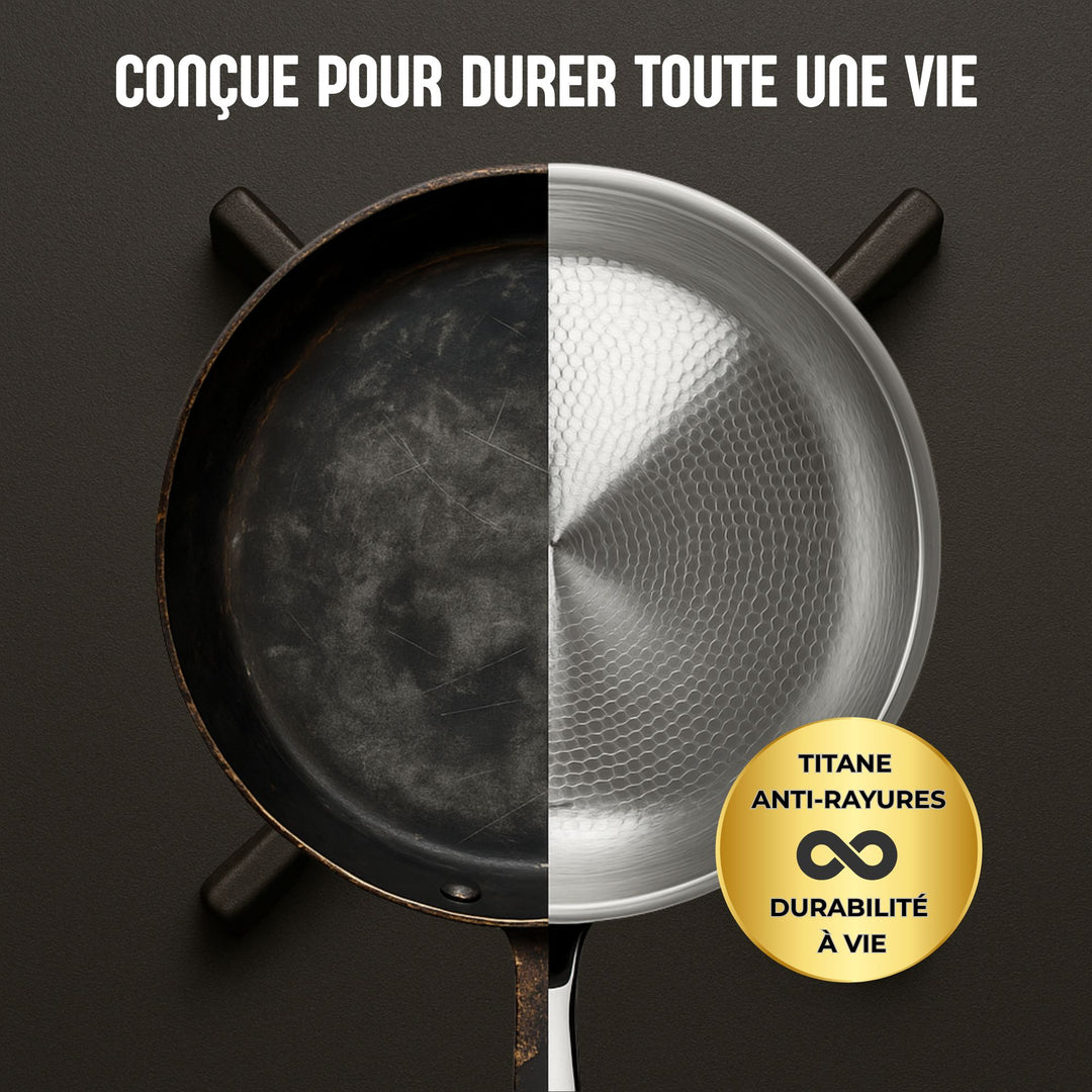 Poêle martelée en titane